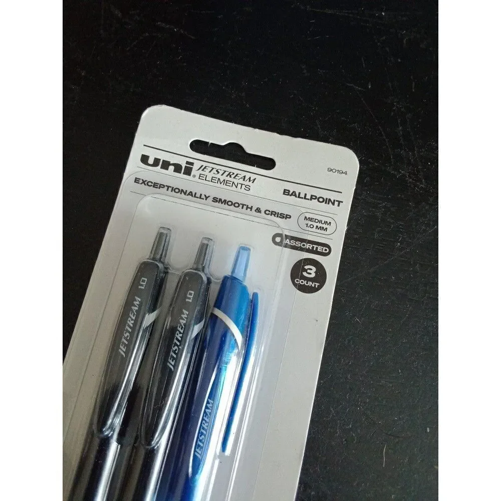 UNI Ballpoint Pens 2 Black & 1 Blue Ink #90194